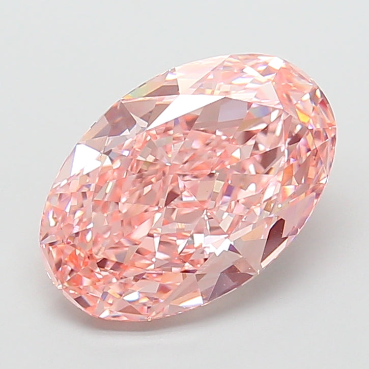 7.02 carat fancy vivid pink oval lab grown diamond VVS2 clarity