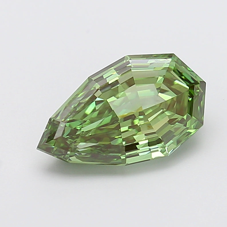 3.31 carat fancy vivid green pear lab grown diamond VS1 clarity