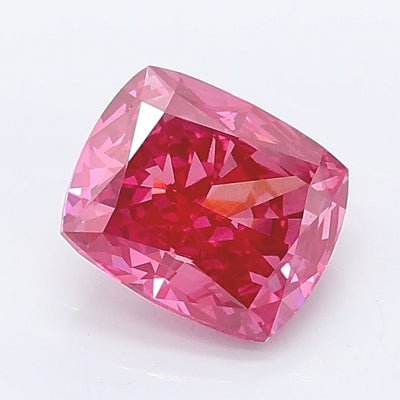 1.12 carat fancy vivid pink cushion lab grown diamond VS1 clarity
