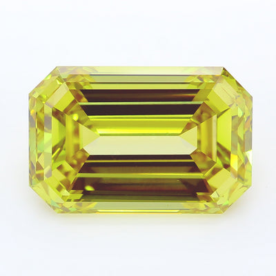 13.54 carat fancy vivid yellow emerald lab grown diamond VVS2 clarity