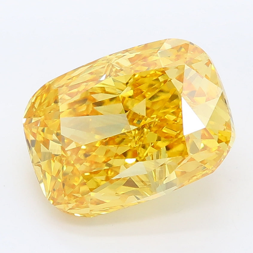 5.03 carat fancy yellow cushion lab grown diamond VS2 clarity