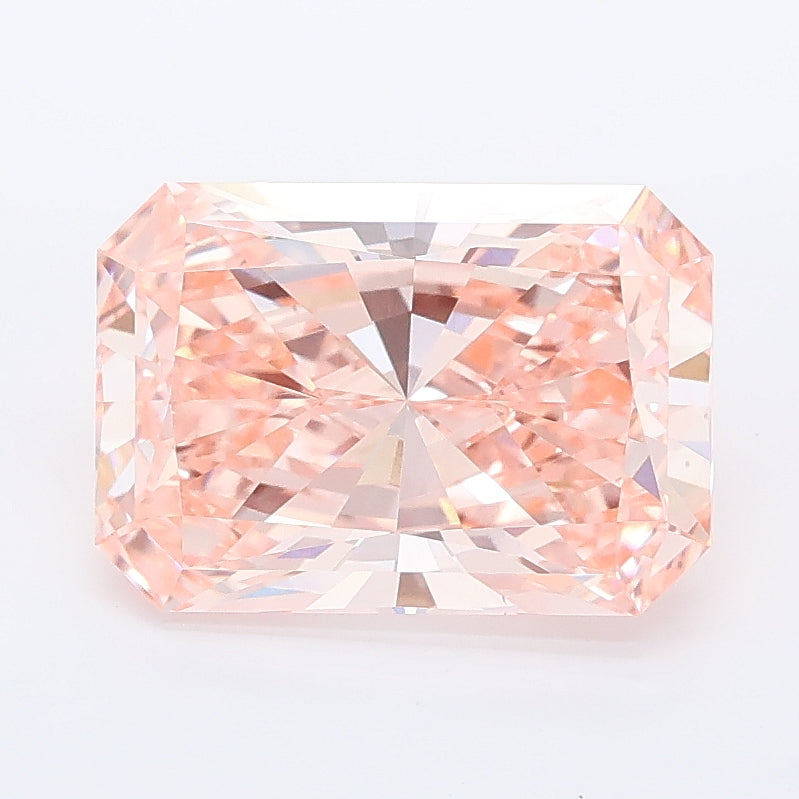 2.61 carat fancy vivid pink radiant lab grown diamond VS1 clarity