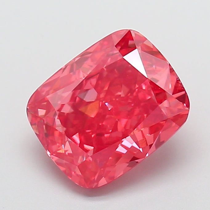 5.08 carat fancy vivid pink cushion lab grown diamond VS2 clarity