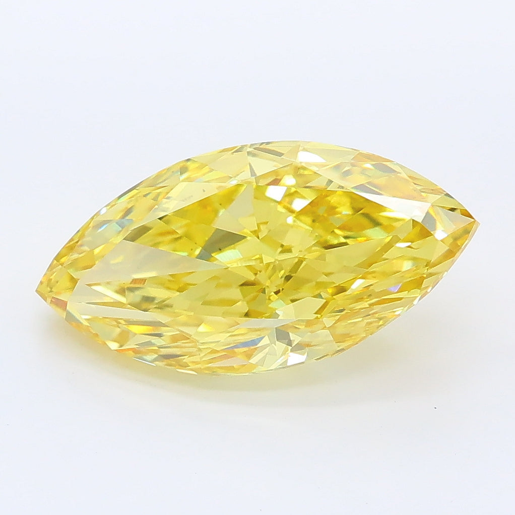 3.79 carat fancy intense yellow marquise lab grown diamond VS1 clarity
