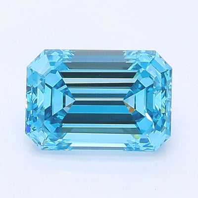 0.91 carat fancy vivid blue emerald lab grown diamond VS2 clarity