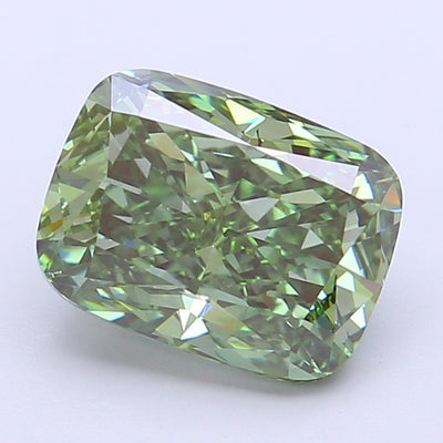 3.01 carat fancy vivid green cushion lab grown diamond VS1 clarity