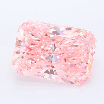 6.03 carat fancy vivid pink radiant lab grown diamond VS1 clarity