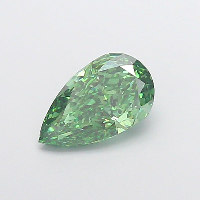 1.06 carat fancy vivid green pear lab grown diamond VVS2 clarity