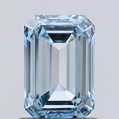 0.86 carat fancy intense blue emerald lab grown diamond VVS2 clarity