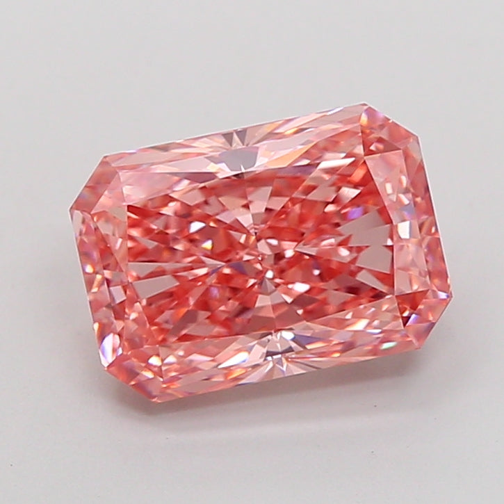3.02 carat fancy vivid pink radiant lab grown diamond VS1 clarity