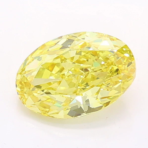 1.24 carat fancy intense yellow oval lab grown diamond VS1 clarity