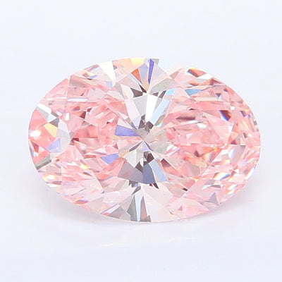 2.05 carat fancy intense pink oval lab grown diamond VS2 clarity