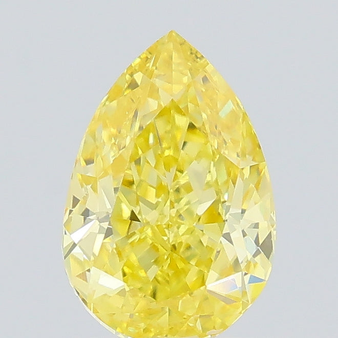 0.66 carat fancy intense yellow pear lab grown diamond VVS2 clarity