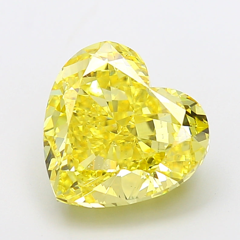 7.02 carat fancy vivid yellow heart lab grown diamond VS1 clarity