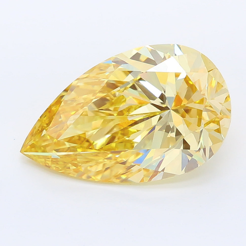 4.02 carat fancy intense yellow pear lab grown diamond VS1 clarity