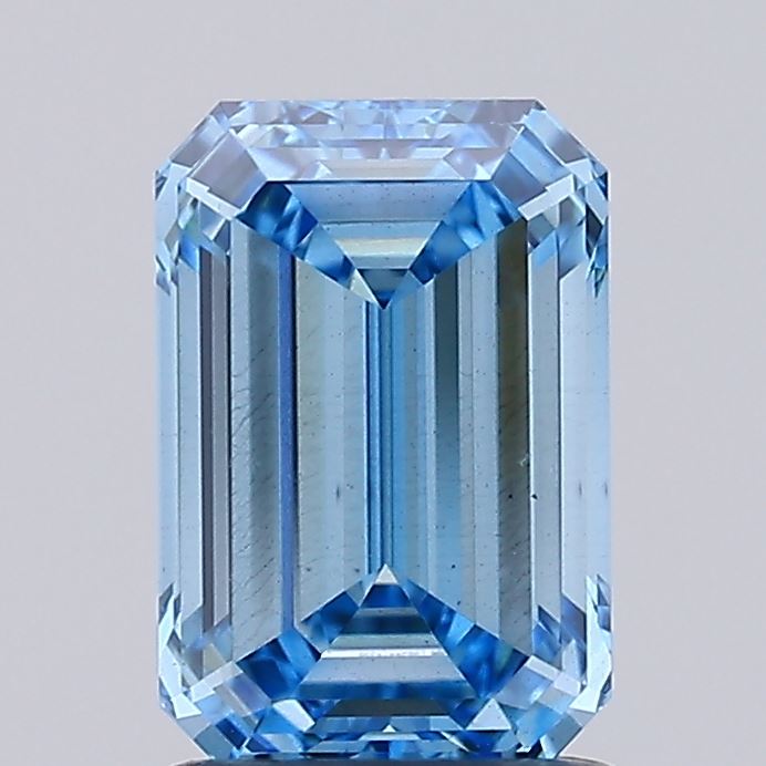 1.52 carat fancy vivid blue emerald lab grown diamond VS2 clarity
