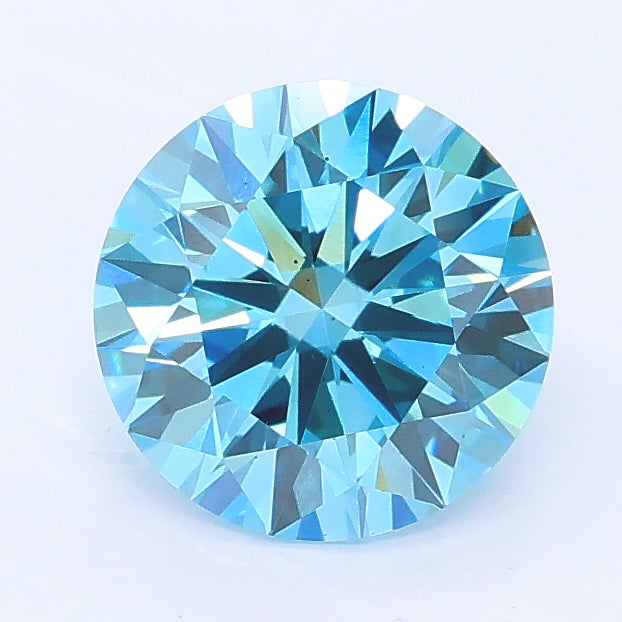 1.55 carat fancy vivid blue round lab grown diamond VS2 clarity