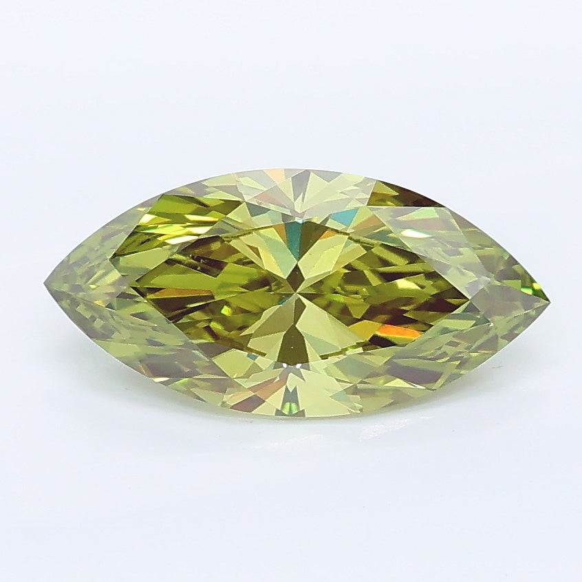 1.53 carat fancy vivid green marquise lab grown diamond VS1 clarity