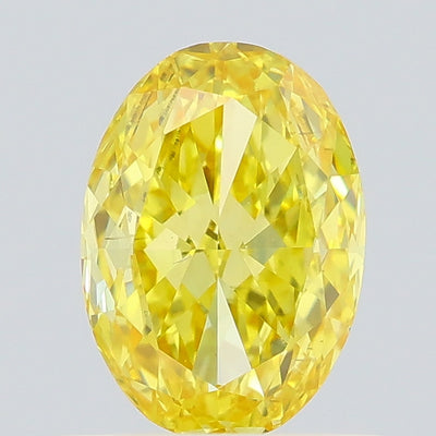 0.71 carat fancy vivid yellow oval lab grown diamond VS2 clarity