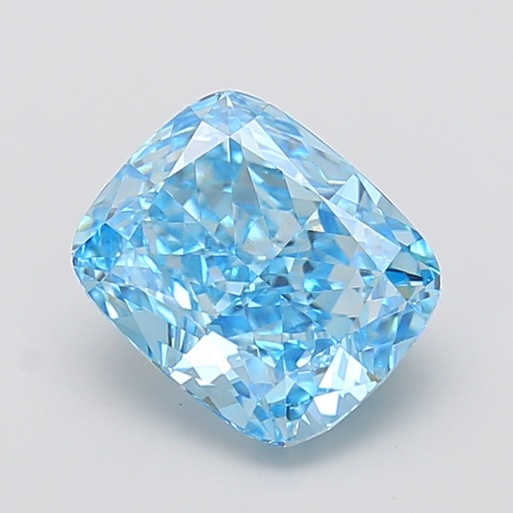 4.05 carat fancy vivid blue cushion lab grown diamond VVS2 clarity