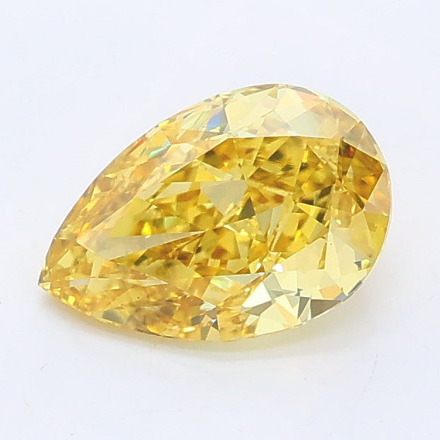 1.09 carat fancy intense yellow pear lab grown diamond VS2 clarity