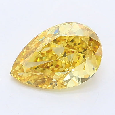1.09 carat fancy intense yellow pear lab grown diamond VS2 clarity