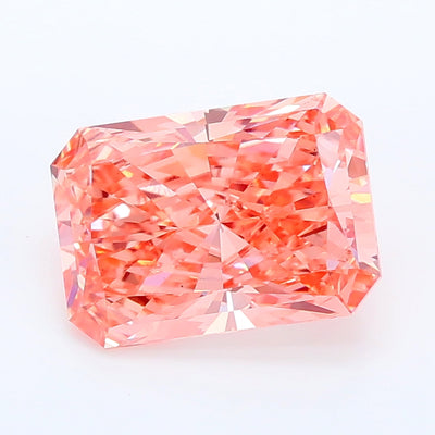 1.67 carat fancy vivid orangey pink radiant lab grown diamond VS1 clarity