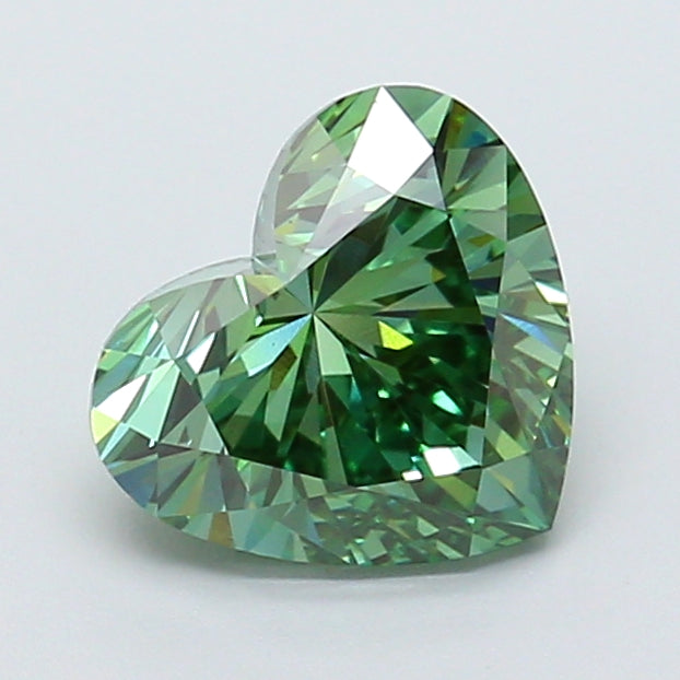 2.06 carat fancy vivid green heart lab grown diamond VVS2 clarity