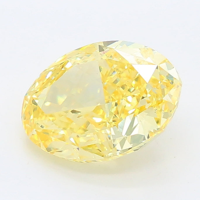 2.32 carat fancy vivid yellow oval lab grown diamond VS1 clarity