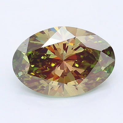 1.48 carat fancy intense green oval lab grown diamond VS1 clarity