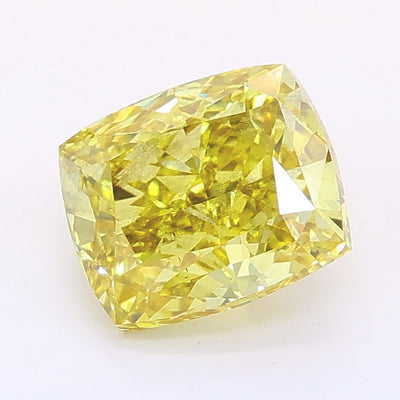 1.52 carat fancy vivid yellow cushion lab grown diamond SI1 clarity