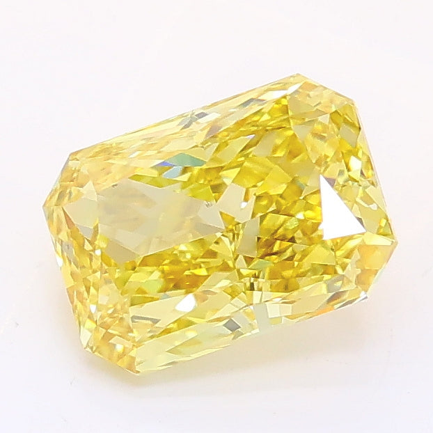 1.54 carat fancy vivid yellow radiant lab grown diamond VS1 clarity