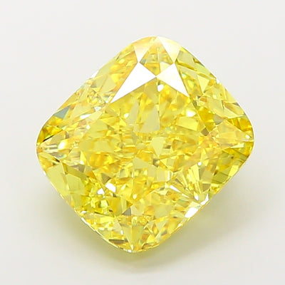 7.04 carat fancy vivid yellow cushion lab grown diamond VS2 clarity