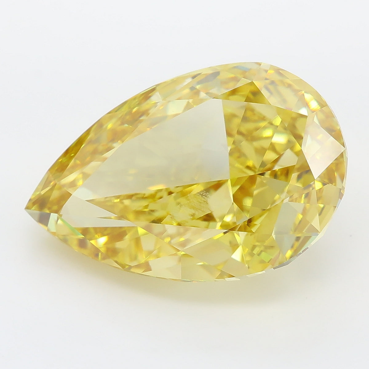 13.56 carat fancy intense yellow pear lab grown diamond VVS2 clarity