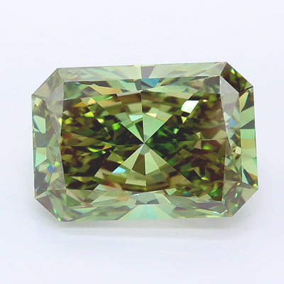 7.16 carat fancy vivid green radiant lab grown diamond VVS2 clarity