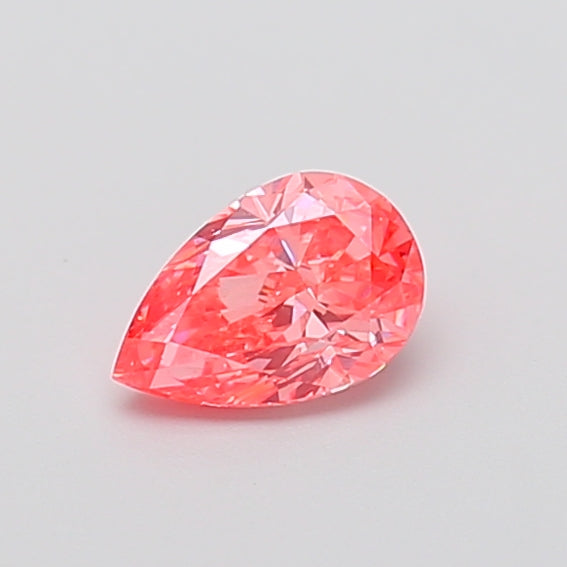 0.69 carat fancy vivid pink pear lab grown diamond VVS2 clarity