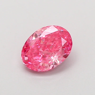 0.91 carat fancy vivid pink oval lab grown diamond VVS2 clarity