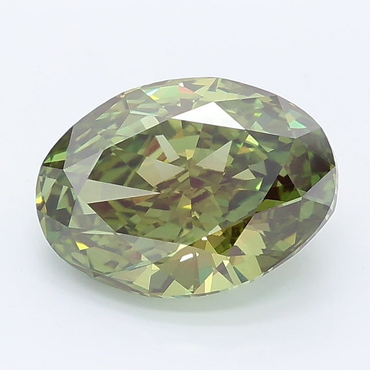 2.53 carat fancy green oval lab grown diamond VS1 clarity