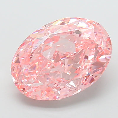 7.17 carat fancy vivid pink oval lab grown diamond VVS2 clarity