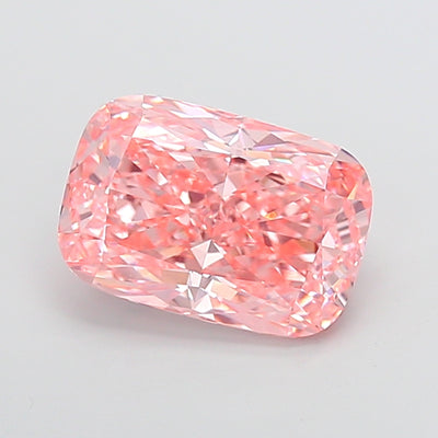 6.01 carat fancy vivid pink cushion lab grown diamond VVS2 clarity