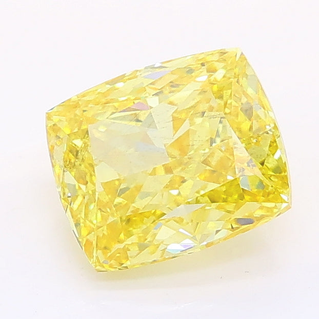 1.71 carat fancy vivid yellow cushion lab grown diamond SI1 clarity