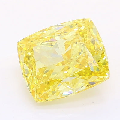 1.71 carat fancy vivid yellow cushion lab grown diamond SI1 clarity