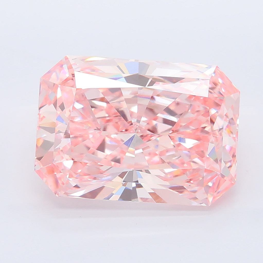 5.56 carat fancy vivid pink radiant lab grown diamond VVS2 clarity