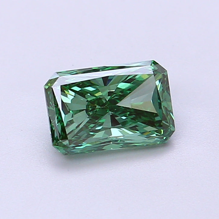 0.90 carat fancy vivid green radiant lab grown diamond VS1 clarity