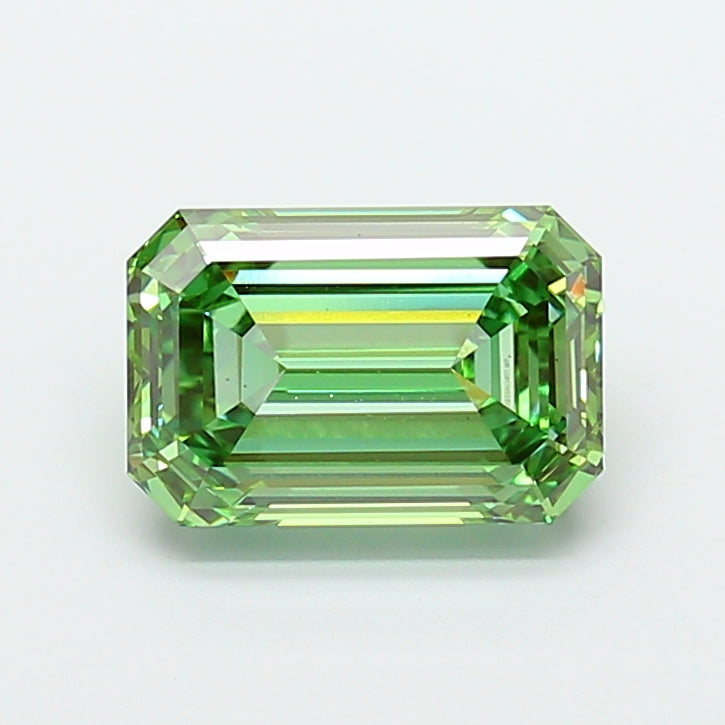 4.09 carat fancy vivid green emerald lab grown diamond VS1 clarity