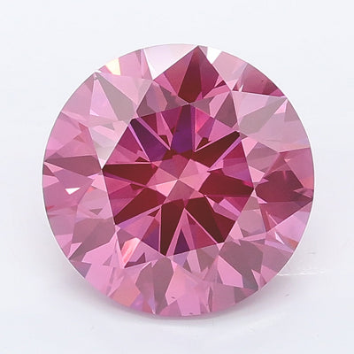 3.06 carat fancy vivid pink round lab grown diamond VS1 clarity