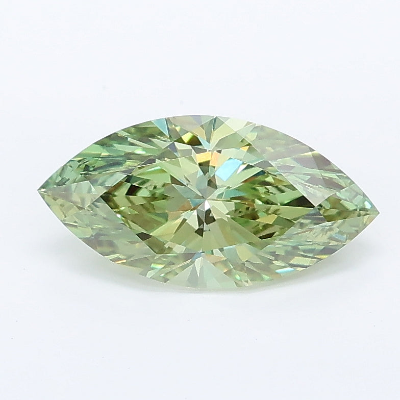1.24 carat fancy vivid green marquise lab grown diamond VVS2 clarity