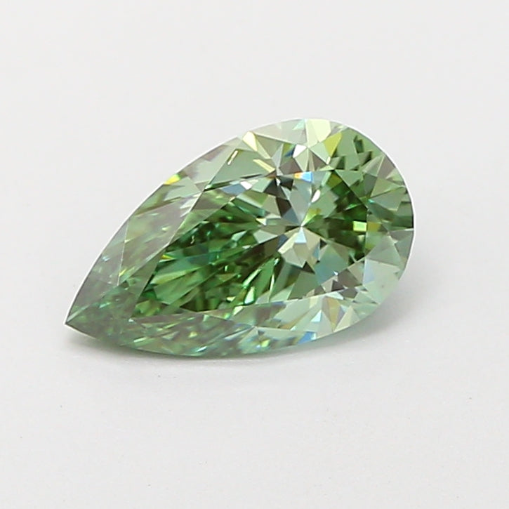 1.02 carat fancy vivid green pear lab grown diamond VVS2 clarity