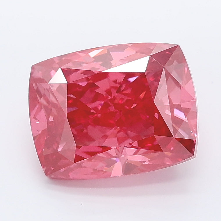 3.13 carat fancy vivid pink cushion lab grown diamond VVS2 clarity