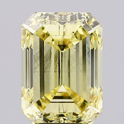 4.01 carat fancy intense yellow emerald lab grown diamond SI1 clarity